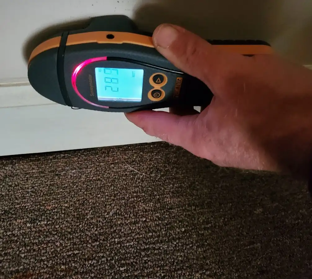 Moisture detection at baseboard during Sewage Cleanup & Sanitation in Des Moines